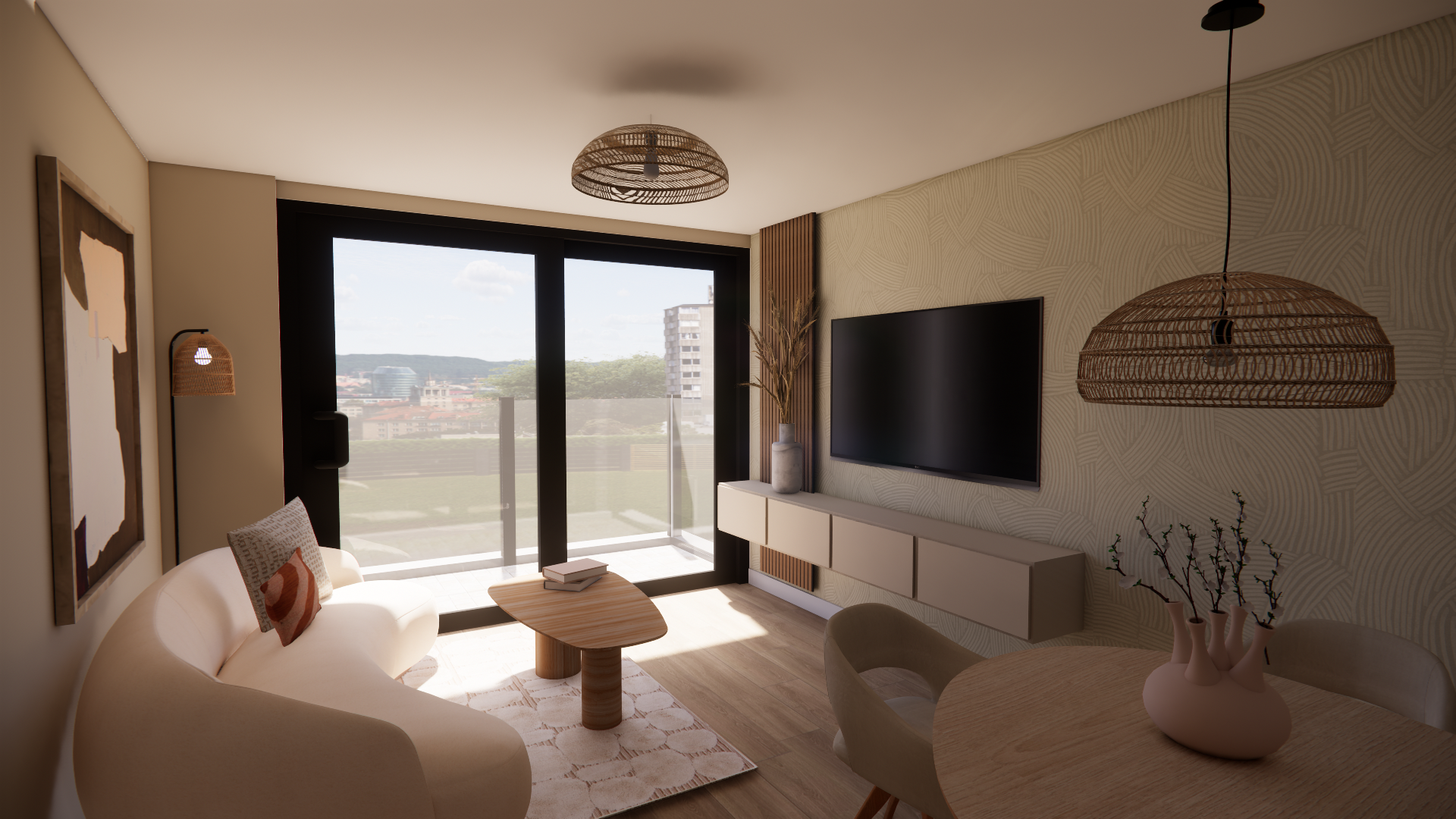 3D render van een nieuwbouw appartement.